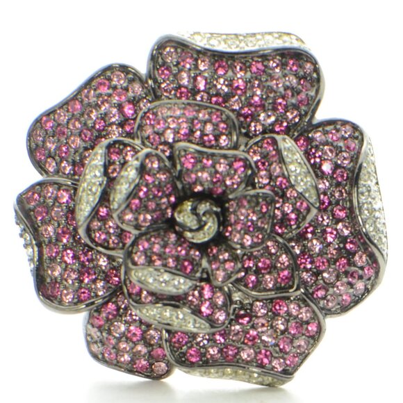 Vintage Kenneth Jay Lane KJL Crystal Flower Pin Brooch - Picture 1 of 5